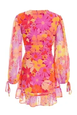 Pink Floral Skater Dress -Glamourista 00100038432 ZB