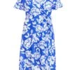 Curve Royal Blue Floral Dip Hem Midi Dress