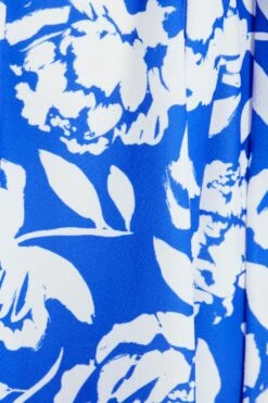 Curve Royal Blue Floral Dip Hem Midi Dress -Glamourista 00100038445 ZS