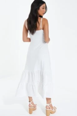 White Strappy Knot Front Midi Dress 8 White Strappy Knot Front Midi Dress -Glamourista 00100038449 XB