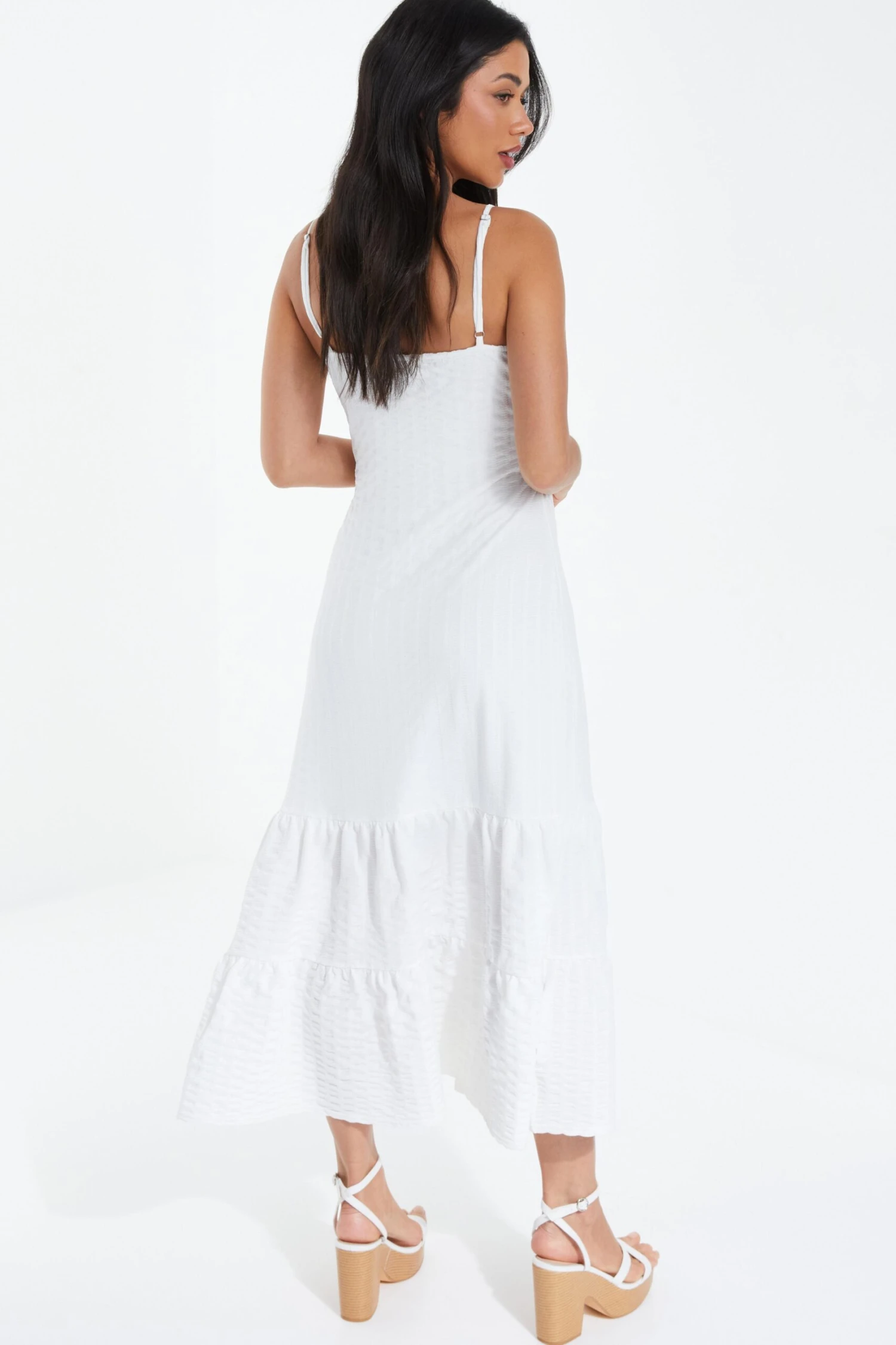 White Strappy Knot Front Midi Dress 3 White Strappy Knot Front Midi Dress - Image 3