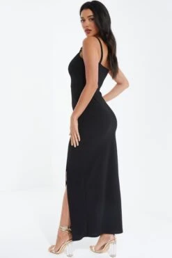 Black Buckle Strap Maxi Dress -Glamourista 00100038460 XB
