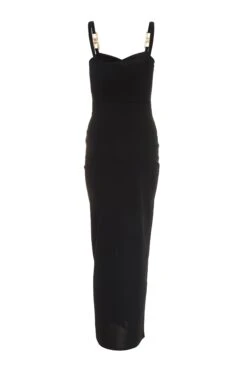 Black Buckle Strap Maxi Dress -Glamourista 00100038460 ZB