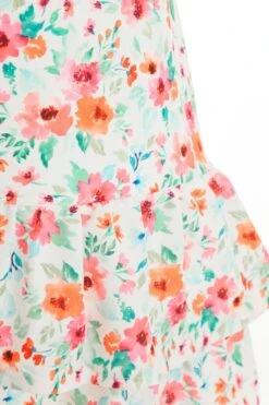 White Ditsy Floral Frill Mini Dress -Glamourista 00100038464 ZS