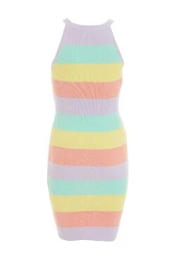 Multicoloured Stripe Bodycon Mini Dress -Glamourista 00100038466 ZB