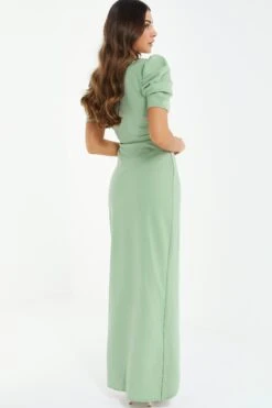 Petite Sage Wrap Maxi Dress -Glamourista 00100038489 XB