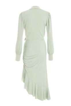 Sage Long Sleeve Frill Midi Dress -Glamourista 00100038498 ZB