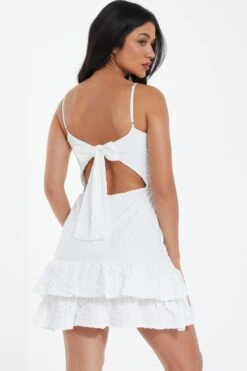 White Tie Back Skater Dress -Glamourista 00100038556 XB