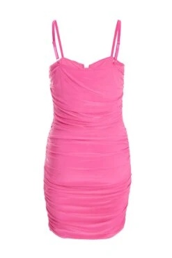 Pink V Neck Bodycon Mini Dress -Glamourista 00100038576 ZB
