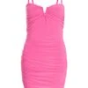 Pink V Neck Bodycon Mini Dress