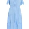 Curve Blue Wrap Tiered Dip Hem Dress