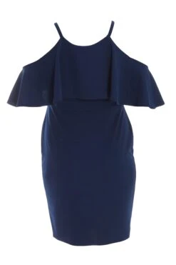 Curve Navy Frill Midi Dress -Glamourista 00100038578 ZB