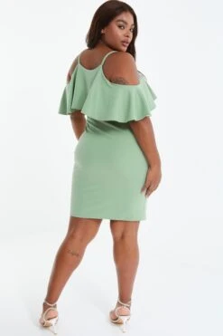 Curve Sage Frill Midi Dress -Glamourista 00100038579 XB