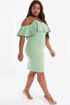 Curve Sage Frill Midi Dress -Glamourista 00100038579 XS