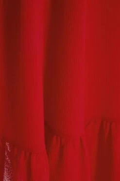 Curve Red Tiered Puff Sleeve Midi Dress -Glamourista 00100038585 ZS