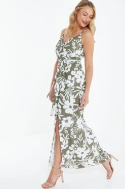Khaki Tropical Print Maxi Dress -Glamourista 00100038590 XS