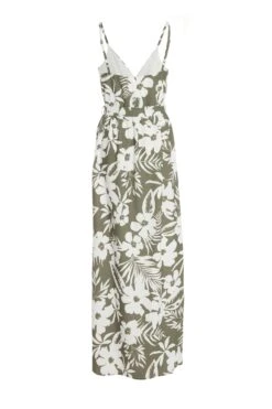 Khaki Tropical Print Maxi Dress -Glamourista 00100038590 ZB