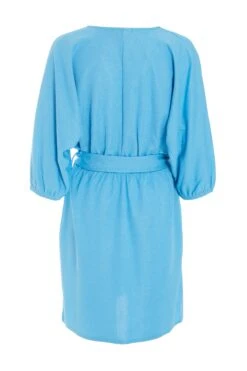 Blue Wrap Belted Mini Dress -Glamourista 00100038600 ZB