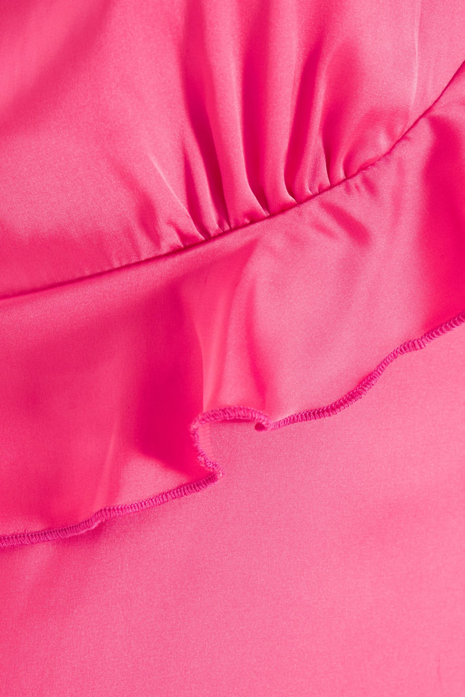 Pink Satin Frill Slip Midi Dress 6 Pink Satin Frill Slip Midi Dress - Image 6