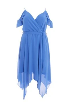 Curve Blue Cold Shoulder Midi Dress