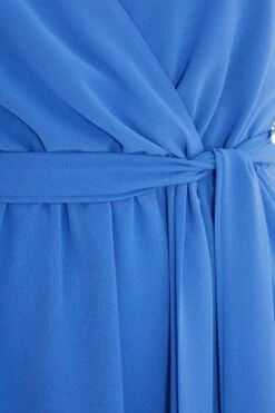 Curve Blue Cold Shoulder Midi Dress -Glamourista 00100038616 ZS