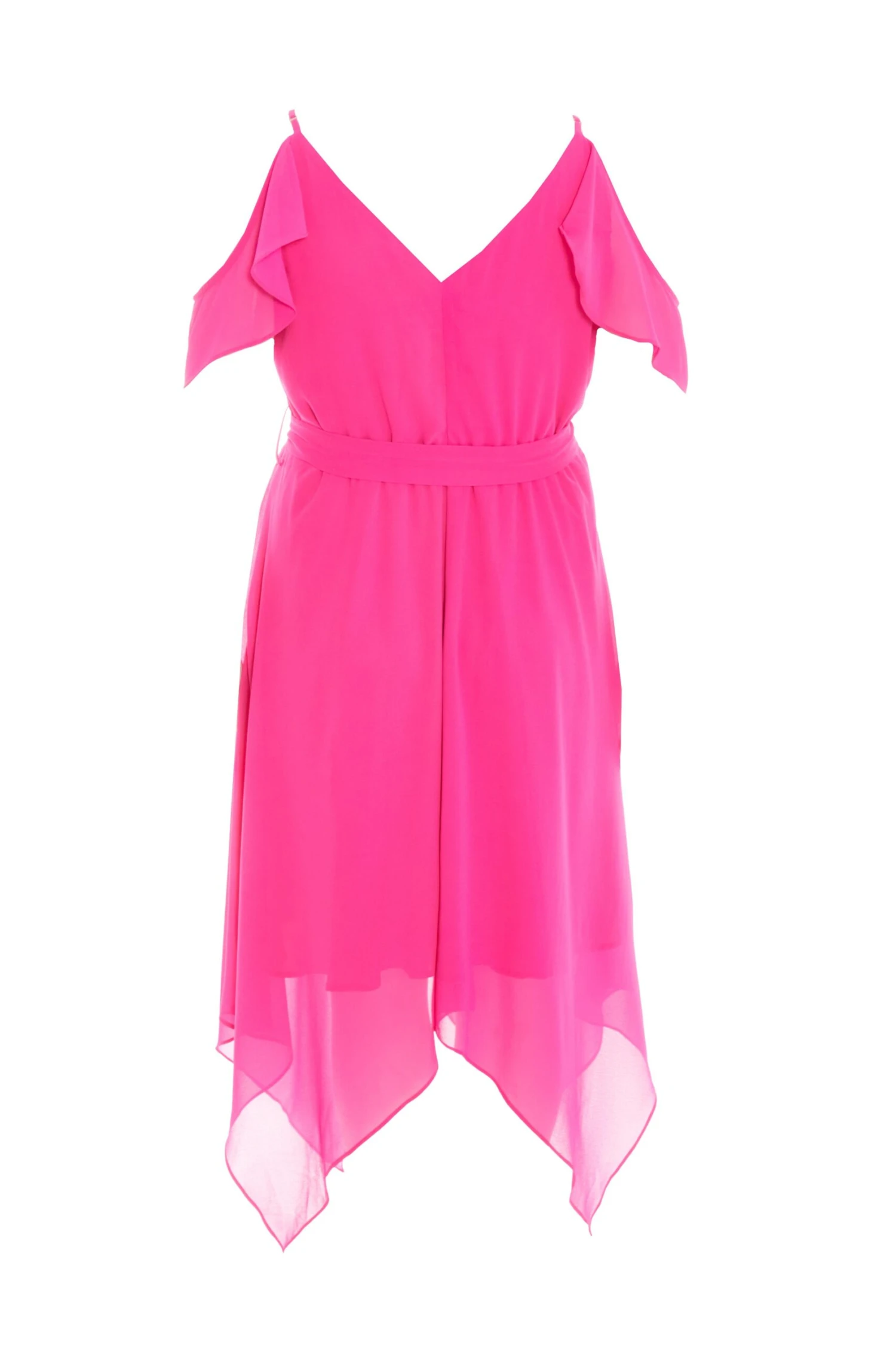 Curve Pink Cold Shoulder Midi Dress 5 Curve Pink Cold Shoulder Midi Dress - Image 5