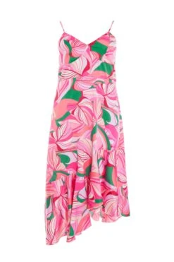 Curve Pink Scarf Print Midi Dress