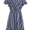 Navy Stripe Wrap Mini Dress