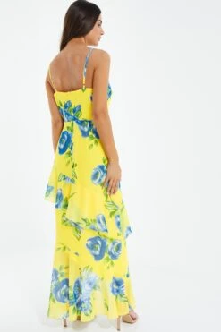 Petite Yellow Floral Midaxi Dress -Glamourista 00100038635 XB