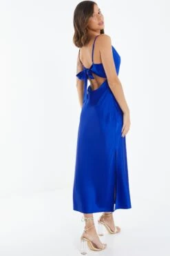 Royal Blue Satin Slip Midi Dress -Glamourista 00100038636 XB