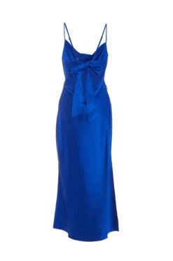 Royal Blue Satin Slip Midi Dress -Glamourista 00100038636 ZB