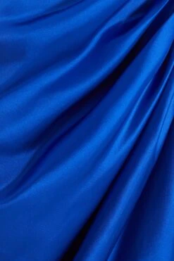 Royal Blue Satin Wrap Ruched Midi Dress 11 Royal Blue Satin Wrap Ruched Midi Dress -Glamourista 00100038638 ZS