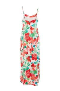 Multicoloured Tropical Satin Midi Dress -Glamourista 00100038639 ZB