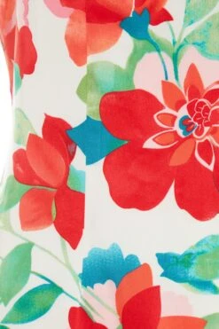 Multicoloured Tropical Satin Midi Dress -Glamourista 00100038639 ZS