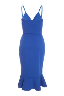 Blue Frill Wrap Midi Dress -Glamourista 00100038644 ZB