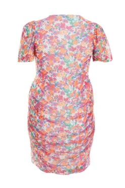 Curve Multicoloured Ditsy Print Mini Dress 10 Curve Multicoloured Ditsy Print Mini Dress -Glamourista 00100038645 ZB