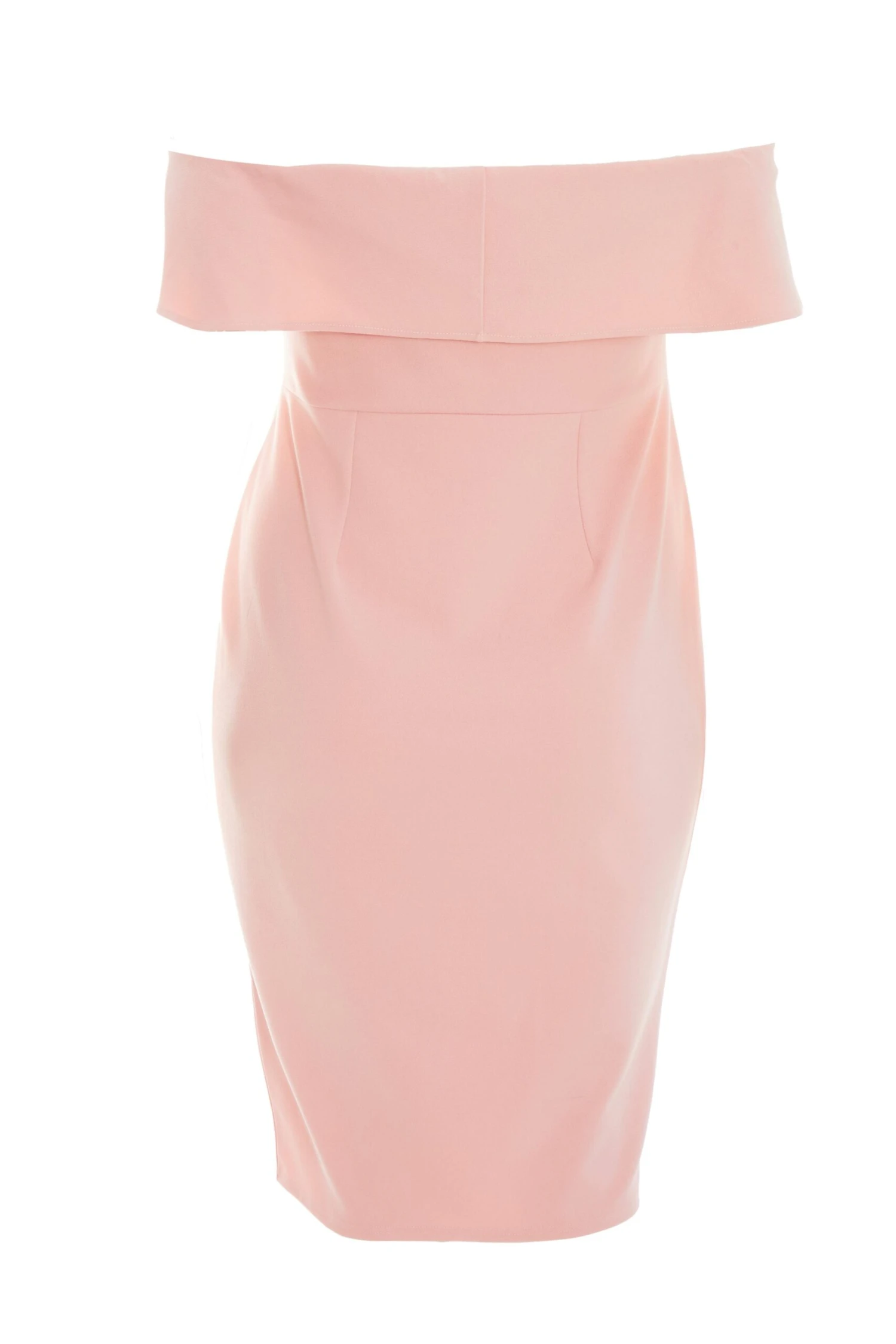 Curve Pink Ruched Bardot Midi Dress 5 Curve Pink Ruched Bardot Midi Dress - Image 5