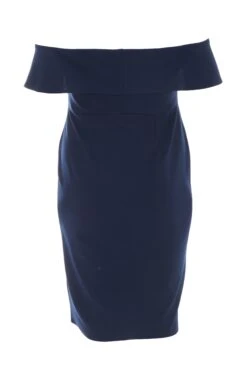 Curve Navy Ruched Bardot Midi Dress -Glamourista 00100038649 ZB