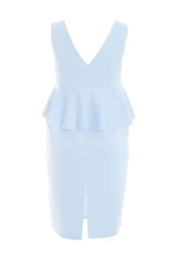 Curve Blue Ruched Bardot Midi Dress -Glamourista 00100038651 ZB