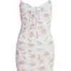 White Ditsy Floral Ruched Mini Dress