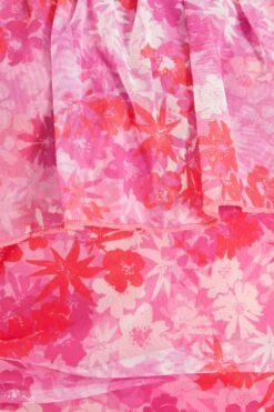 Pink Floral Ruched Bardot Mini Dress -Glamourista 00100038657 ZS