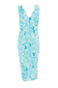 Blue Wrap Ruched Midi Dress -Glamourista 00100038686 ZB