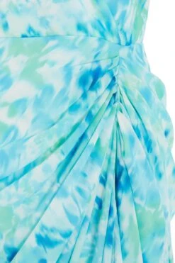 Blue Wrap Ruched Midi Dress -Glamourista 00100038686 ZS