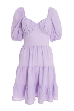 Lilac Puff Sleeve Skater Dress