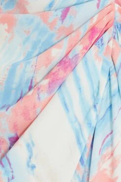 Blue Marble Print Ruched Midi Dress -Glamourista 00100038761 ZS