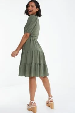 Khaki Wrap Mini Shirt Dress 8 Khaki Wrap Mini Shirt Dress -Glamourista 00100038763 XB