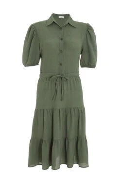 Khaki Wrap Mini Shirt Dress