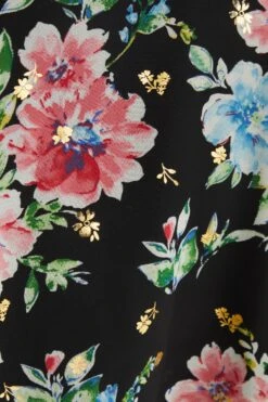 Black Chiffon Floral Print Skater Dress 11 Black Chiffon Floral Print Skater Dress -Glamourista 00100038767 ZS