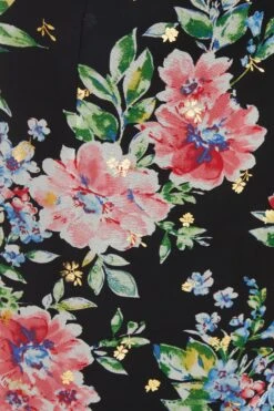 Black Floral Chiffon Wrap Midi Dress -Glamourista 00100038768 ZS