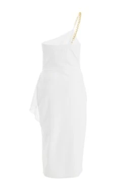 White Asymmetric Wrap Midi Dress -Glamourista 00100038779 ZB